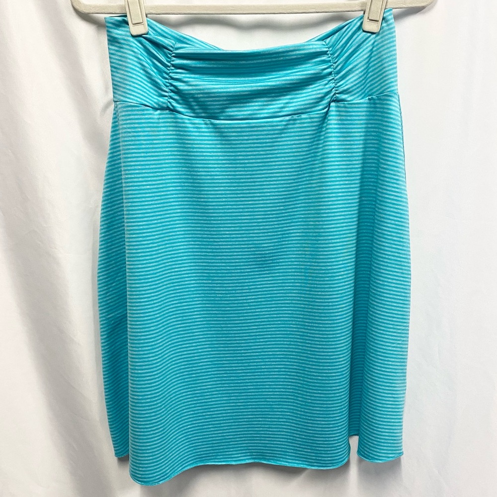 Tranquility Aqua Blue Stripe Knee Length Skirt